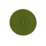Green knitted beret on a white background