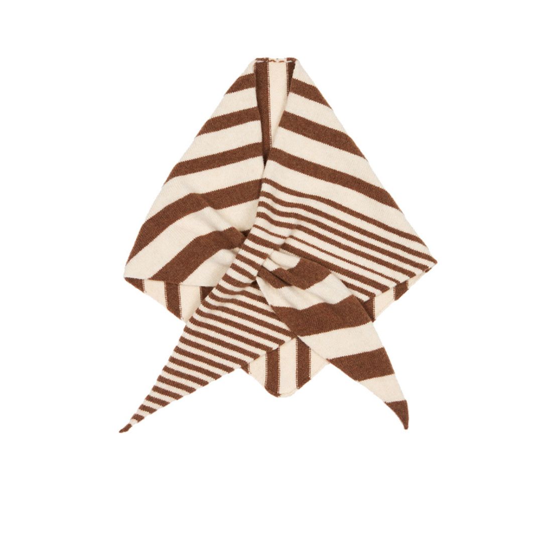 Brown and beige striped neckerchief on a white background