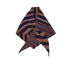 Navy and brown striped knitted neckerchief on a white background
