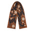 brown knitted botanical scarf with cream and blue floral pattern by cotswold knit.