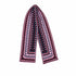 Patterned berry coloured scarf on a white background