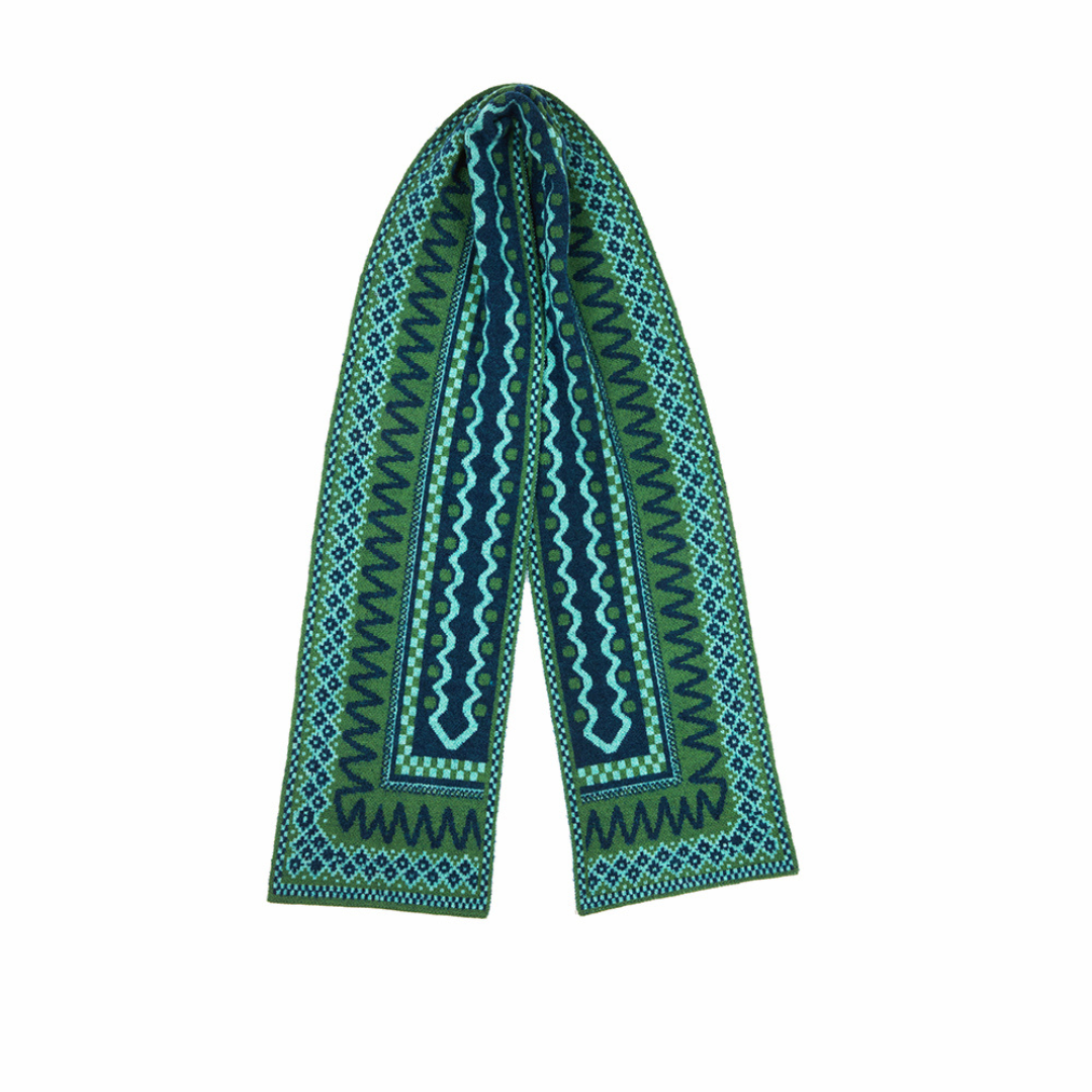 Green patterned scarf on a white background