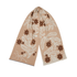 Beige scarf with brown floral patterns on a white background