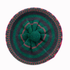 Knitted beret with a flower design on a white background