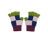 Pair of colorful fingerless gloves with a checkered pattern on a white background