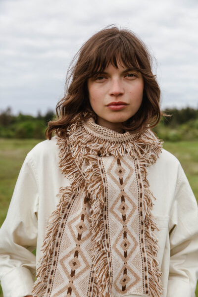 Suedey Fringe scarf - Flax