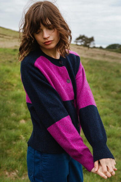 Tewksbury Check Cardigan  Fig